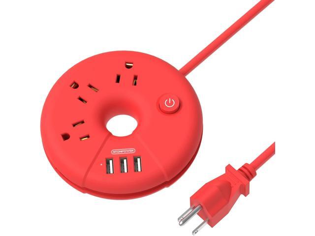 Travel Power Strip with USB Ports, NTONPOWER 5 FT Travel Extension Cord with 3 Outlets 3 USB, Portable Compact Size Charging Station for Cruise...