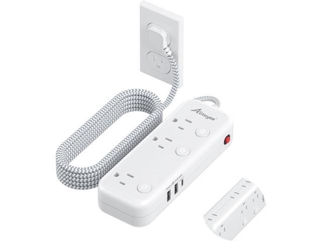 Individual Switch Power Strip Surge Protector with 6 Outlets 3 USB(17W USB C), 5Ft Braided Cord Ultra Thin Flat Plug, 13A Wall Mount Extension Cord...