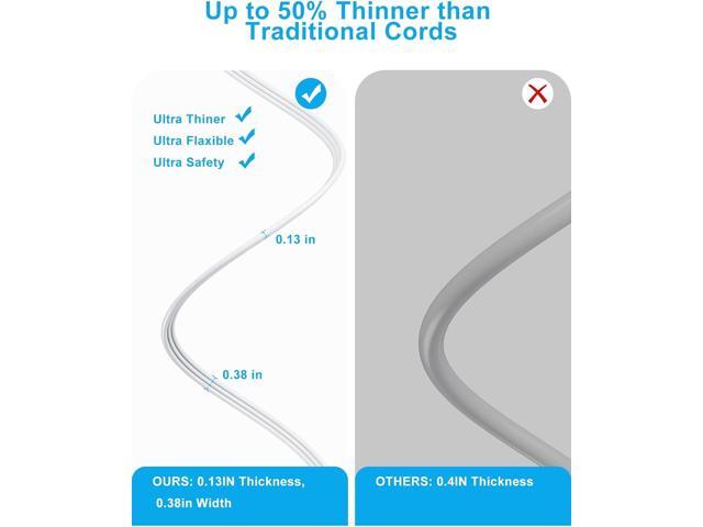 Flat Extension Cord 15 FT Behind Furniture-Ultra Slim Cord Under Carpet, Rug, Door, Long Extension Cord with 3 USB 3 Outlets, Low Profile Extension...