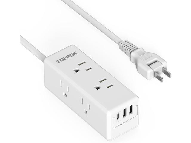 2 Prong Power Strip, TOPREK 2 Prong to 3 Prong Outlet Adapter, 1440J 2 Prong Surge Protector with 6 Outlets & 3 USB, 5FT 2 Prong Extension Cord...