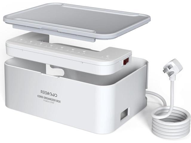 Power Strip with Cable Management Box, Redagod Surge Protector 8 Outlets and 3 USB Ports with Switch Control, 6.6 ft Flat Plug Extension Cord,...