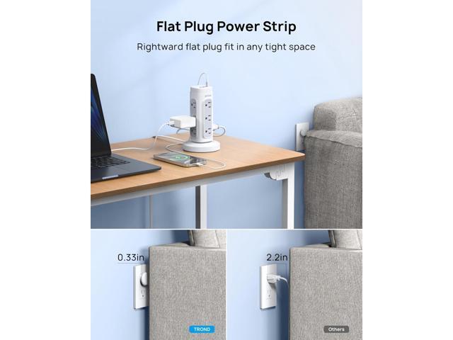 TROND Retractable Power Strip Tower - 5ft Flat Plug Extension Cord with Multiple Outlets, Surge Protector with USB C Ports PD 20W, 1700J...