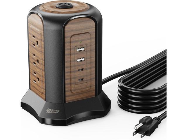 SUPERDANNY Power Strip Tower Surge Protector, 10 Ft Extension Cord with Multiple Outlets, 9 Outlets, 4 USB Ports (2 USB C), 1080 Joules, 3-Prong,...