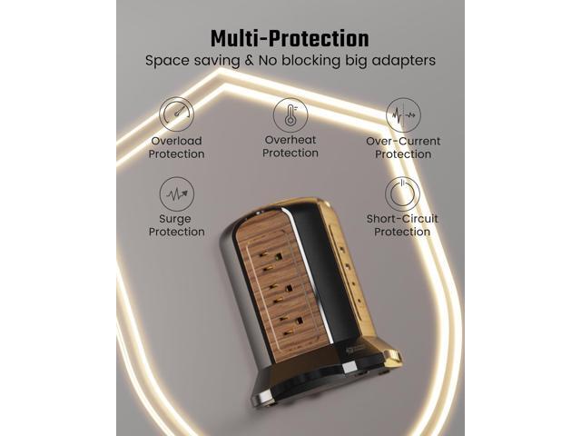 SUPERDANNY Power Strip Tower Surge Protector, 10 Ft Extension Cord with Multiple Outlets, 9 Outlets, 4 USB Ports (2 USB C), 1080 Joules, 3-Prong,...