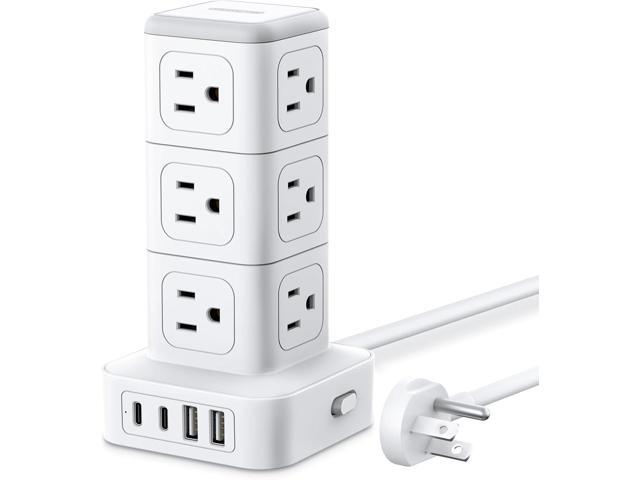 NTONPOWER Surge Protector Power Strip Tower, 1080J Surge Protector Tower, 12 AC Outlets 4 USB Ports (2 USB C), 1625W / 13A Overload Protection, 5ft...