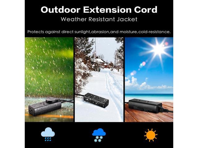 Outdoor Power Strip Weatherproof, 25FT Heavy Duty Outdoor Extension Cord - 3 Outlets - Waterproof Surge Protector, Shockproof Overload Protection...