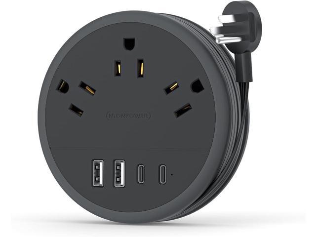 NTONPOWER Flat Plug Extension Cord, 2 USB C Travel Power Strip with 3 Outlets 4 USB Ports, 4ft Flat Extension Cord, Portable Power Strip Mountable...