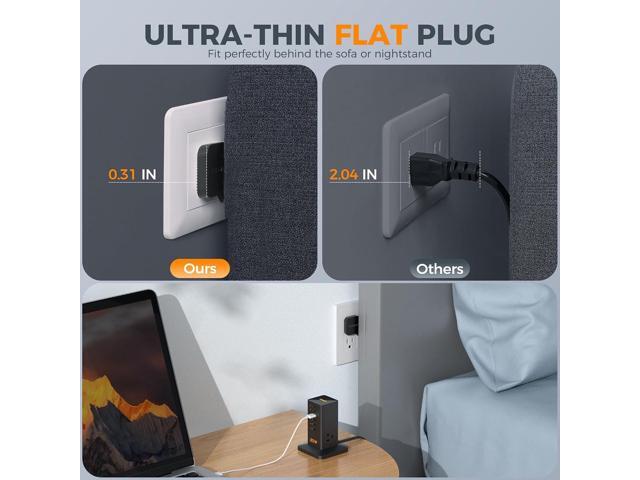 Charging Station 30W, TESSAN 9-in-1 Charger Blocks for iPhone 16/15/14/13, Tablets, Earphone with Surge Protector, 5ft Flat Extension Cord with 4...