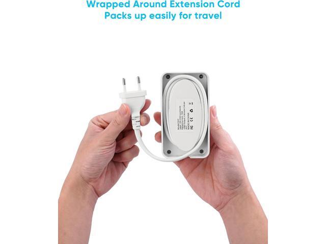 European Travel Plug Adapter, EU/UK/US Travel Plug Adapter Power Strip, 6 AC Outlets, 4 USB Ports (2 USB C), 3ft Wrapped Around Extension Cord,...