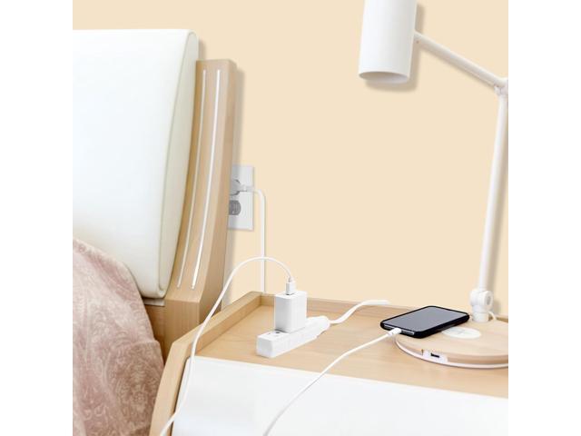 Twin Extension-Cord Power Strip - 12 ft - Flat Plug Extension Cord - 3 Prong Split Extension Cord with 6 Outlets - Double Extension Cord for Behind...