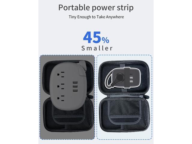 Travel Power Strip with USB C Port, NTONPOWER Small Power Strip with Flat Plug,Multi Plug Travel Extension Cord Portable Power Strip with 2 Outlets...