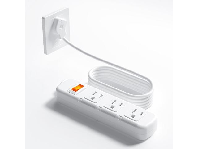 Flat Plug Power Strip Surge Protector 3 Outlets, Extension Cord 6 ft 3 Prong, 300J, 10A/1250W, Overload Protection Switch, Plug Strip for Home...