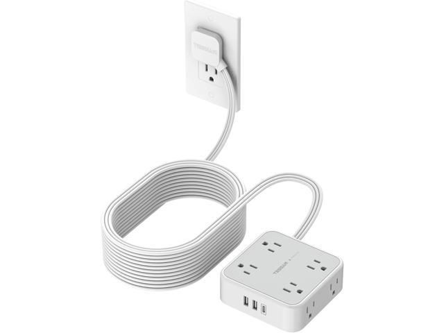 Flat Plug Long Extension Cord 25 Ft, TESSAN Power Strip Surge Protector with 8 Outlets 3 USB Ports (1 USB C), 900J Protection Desktop Charging...