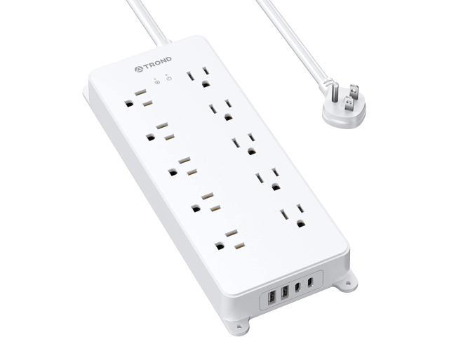 TROND Surge Protector Power Strip, 4000J, ETL Listed, 10 Widely Spaced Outlets, 2 USB C and 2 USB A Ports, Flat Plug 5ft Extension Cord, Wall...