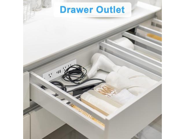 Recessed Power Strip, Furniture Drawer Outlet with 20W PD USB-C & 18W QC3.0 USB-A, Plug in 3 Outlets & USB Ports, Flush Mount 3FT Flat Extension...