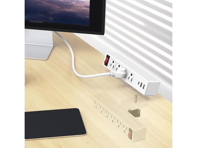 Desk Clamp Power Strip with PD20W USB-C, VILONG 2 in 1 Dual Layer Under Desk Power Strip, Removable Clamp Power Socket with 10AC Outlets & Switch,...