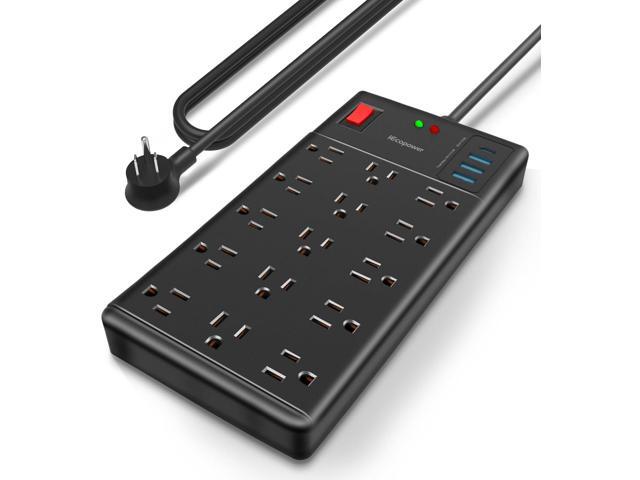 Surge Protector Power Strip-15 Widely Spaced Outlets and 4 USB Ports(1 USB C Port),14 AWG Extension Cord,1875W/15A Heavy Duty Power Strip Surge...