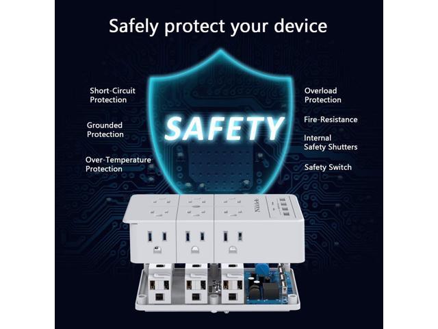 Multi Plug Outlet Surge Protector Nikleb, 12 Electrical Outlets Extender with 4 USB Charging Ports Total 4.8A, Wall Plug Expander 3 Prong for Room,...