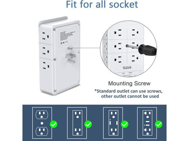 Multi Plug Outlet Surge Protector Nikleb, 12 Electrical Outlets Extender with 4 USB Charging Ports Total 4.8A, Wall Plug Expander 3 Prong for Room,...