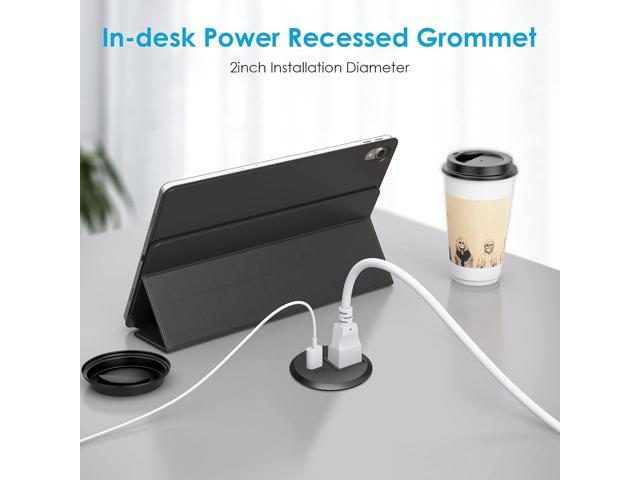 Desktop Power Grommet, 2 inch, USB C PD 20W Fast Charging Station, Desk Hole Outlet (1, 6 FT Cable)