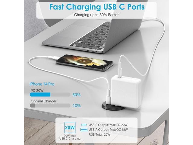 Desktop Power Grommet, 2 inch, USB C PD 20W Fast Charging Station, Desk Hole Outlet (1, 6 FT Cable)