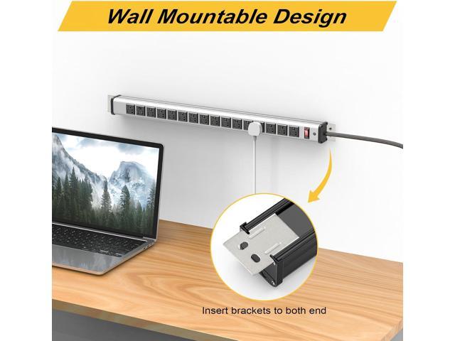Long Surge Protector Power Strip,16 Outlet Heavy Duty Power Strip Metal Power Bar,10 FT Long Extension Cord with Circuit Breaker for...