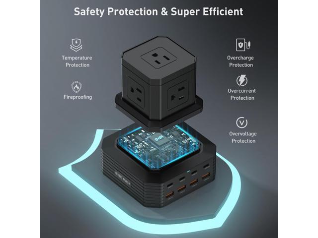 13-in-1 USB C Charging Station 100W Surge Protector Power Strip with 4 USB-C & 4 USB-A Ports, 5 AC Outlets 6.6Ft Extension Cord for Home...