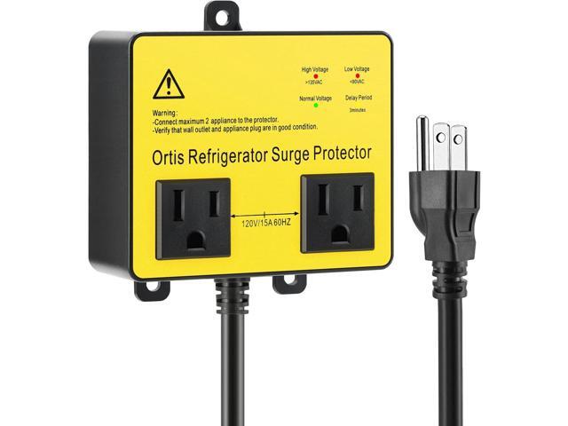 Refrigerator Surge Protector, Ortis Double Outlet Voltage Protector for Home Appliances with Time Delay, Protects Against Brownout, Spike, Instant...