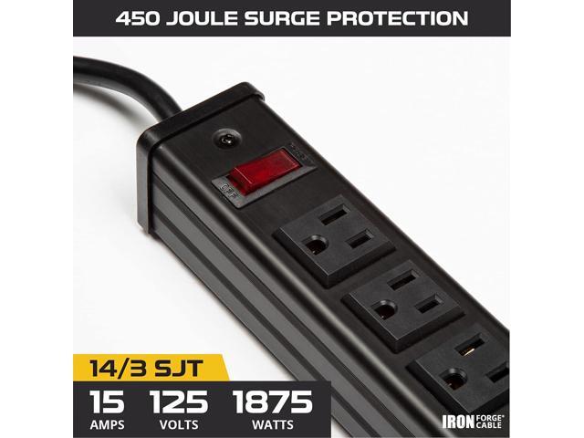 Iron Forge Cable 16 Outlet Power Strip Surge Protector with Mountable Brackets, 9 Ft Long Extension Cord 3 Prong, 14/3 SJT Long Heavy Duty Power...