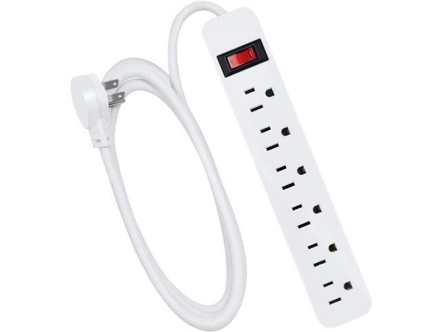 EXTRASTAR 6 Outlets Power Strip, 6 Ft Extension Cord 1875W,15A Build-in Circuit Breaker, Mountable, Thin Flat Plug, Desktop Charging Station for...