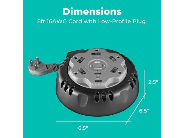KMC 5-Outlet USB-C PD Surge Twist Retractable Power Strip Cord Reel, 2 USB-A & 1 USB-C Power Delivery, 735J Surge Protector, 8ft Retractable...