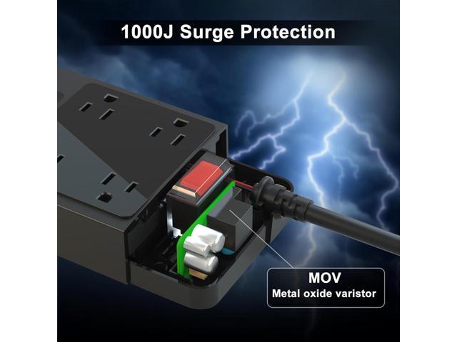 Outdoor Power Strip with USB C, Heavy Duty Waterpoof Surge Protector with 4 Outlets, 2 USB C Ports, 6ft Flat Plug Extension Cord Wall Mount for...