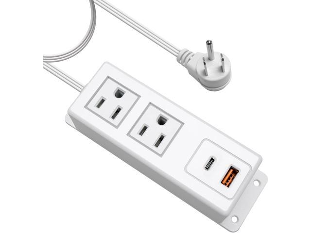 Multiple Plug Outlet with USB C 20W Wall Mounted Power Strip Under Desk Mountable Extension Cord with PD Type C Flat Plug Power Station for Home...