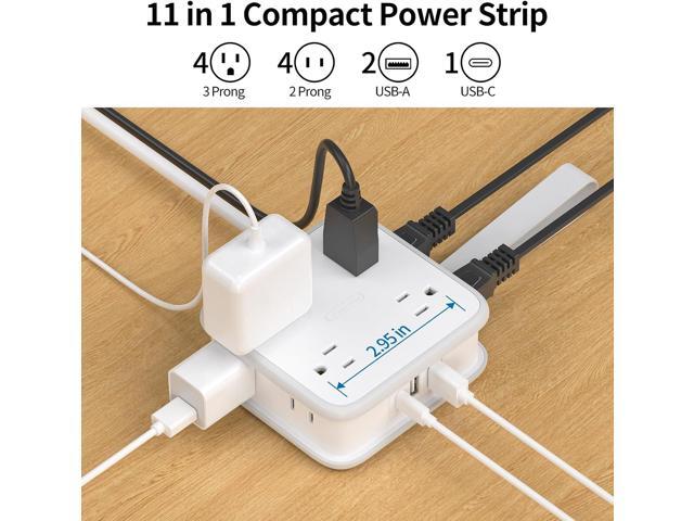 NTONPOWER Flat Plug Power Strip - 8 Widely Outlets with 3 USB (1 USB C), 3 Side Outlet Extender, 5 ft Extension Cord, Wall Mount, Overload...