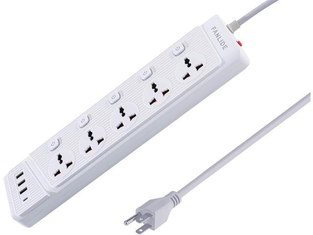 Universal Power Strip with USB C, 5 Outlets 3 USB and 1 USB C Ports, 6.5ft Power Cord Circuit Breaker