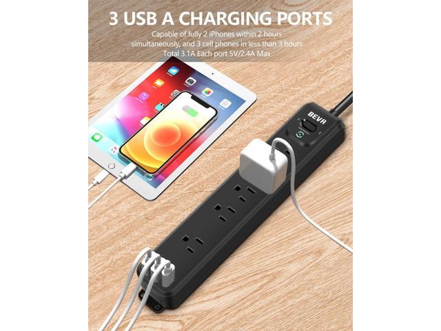 2 Pack Surge Protector Power Strip, 10FT Long Extension Cord with 5 Widely Spaced Outlets 3 USB Ports (1 USB C Port), Flat Overload Protection, 900...