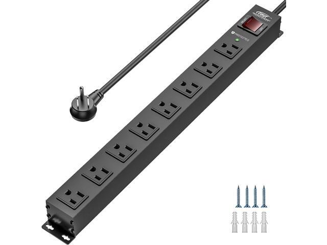 CRST 8 Outlet Metal Heavy Duty Power Strip, 2100J Surge Protector, 6FT Cord Mountable Wide Spaced Industrial Long Power Strip,15A/1875W
