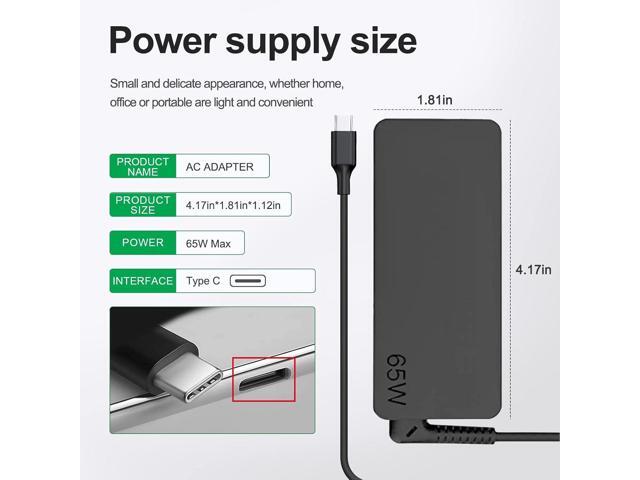 65W USB C Charger for Lenovo Thinkpad/Yoga/Chromebook Laptop Computer 65W 45W USB C Fast Power Adapter