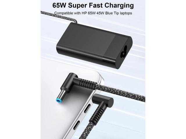 65W Charger for HP Envy X360, HP Spectre X360, HP EliteBook, HP Probook X360, HP Pavilion, HP Stream X360 Blue Tip Laptop Computer Smart Power Adapter