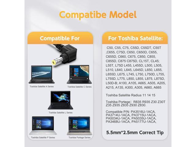 65W Laptop Charger for Toshiba Satellite C55 C55D C655 C855 C855D L55 L745 L655 L755 P755 S55 S55T A105 A215 A505 A665; PA3822U-1ACA, PA3917U-1ACA,...