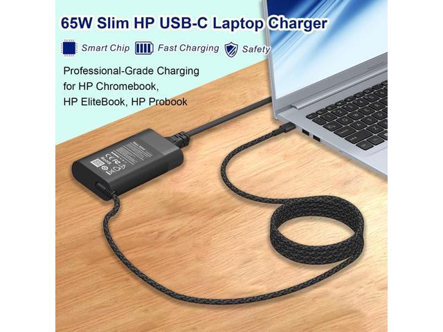 New Slim for HP 65W Laptop Charger USB C,Replacement for HP Envy X360,Spectre X360,Elitebook x360,HP Computer Chromebook,Zbook,Elite...