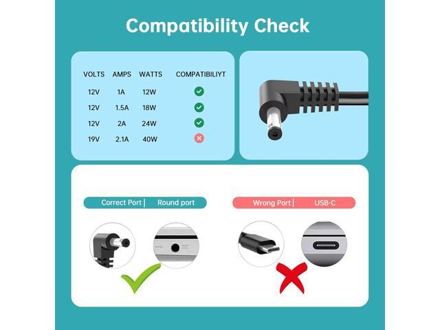 12V Laptop Charger, for Gateway Laptop GWTC116-2BL, GWTN156-11BK, SAW30-120-2000U, GWTC116-2BK, GWNC21524-BL, GWTC116 GWTN156 GWTN116 Ect with...