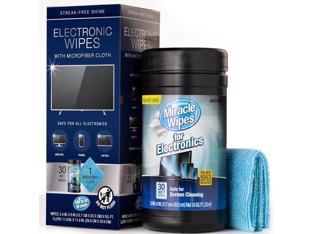 MiracleWipes for Electronics Cleaning - Screen Wipes Designed for TV, Phones, Monitors and More - Includes Microfiber Towel - (30 Count)
