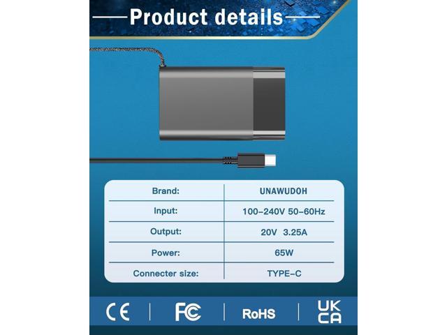 New Slim HP 65W USB C Laptop Charger for HP Spectre x360, Spectre, Chromebook, Elitebook x360, Elitebook, Elite x2, Envyx360, ProBook Travel Type C...