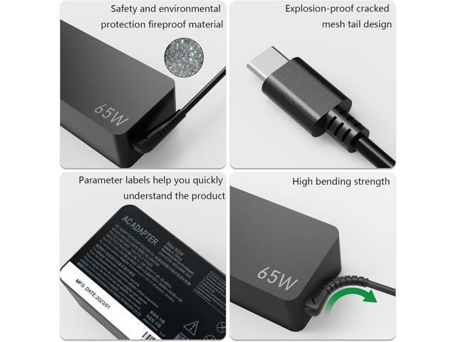 65W USB Type-C Charger Fit for Lenovo Thinkpad T14 T14S T15 T16 Yoga L13 7i L14 L15 E14 E15 X12 X13 R14 K14 Gen 1 2 3 4 ThinkBook 13S 14S 15 Plus...