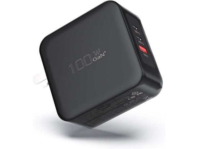 100W USB C Fast Charger, 3-Port GaN Wall Charger PD USB C and QC USB A Charger Adapter Super Fast Type C Charging for MacBook, iPad, iPhone 15 15...
