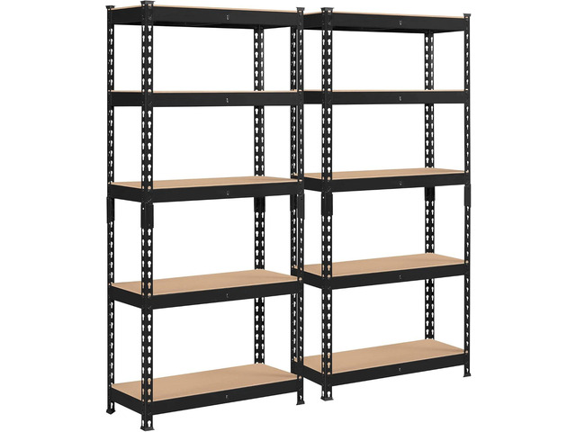 Topeakmart 2 Pack 5-Tier Metal Storage Shelves for Garage 28x12x60in Neptune Black