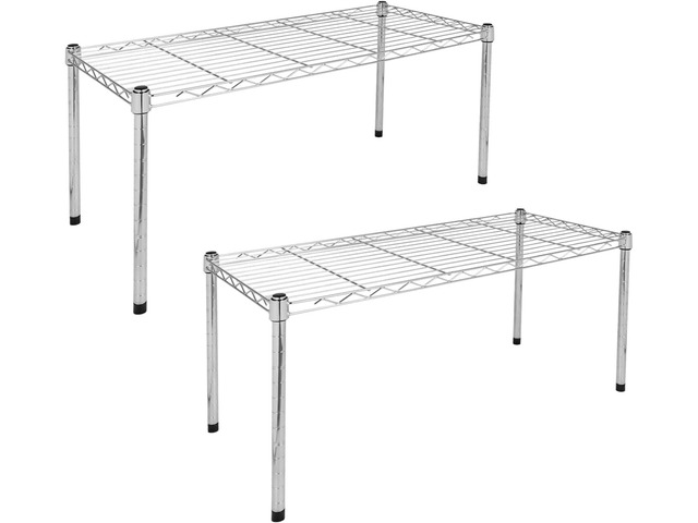 Simple Deluxe Heavy Duty 1-Shelf Shelving, Adjustable Storage Units, Steel Organizer Wire Rack, 29.92' W x 13.78' D x 14.96' H, Chrome,2-Pack