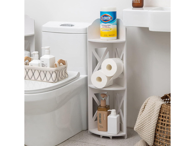 TuoxinEM Corner Shelves for Bathroom Storage, Waterproof Toilet Paper Holder Stand, White