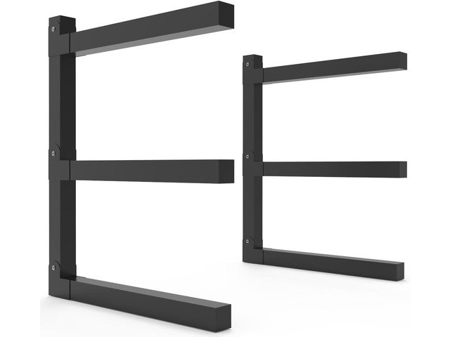 Lumber Storage Metal Rack, 3-Level Wall-Mounted Organizer and Wood Rack, Indoor & Outdoor Storage Solution for Workshop or Garage - 1 Pack